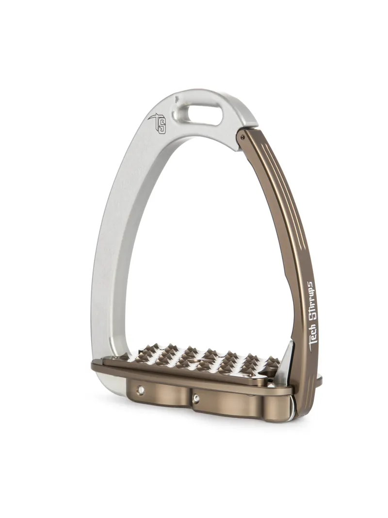 Tech Venice Flat Evo Safety Stirrups-Silver/Brown